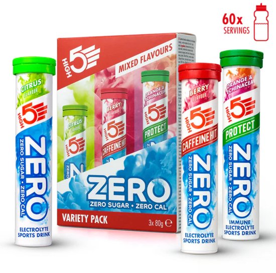 HIGH5 - ZERO Elektrolyten Bruistabletten - Variety Pack met 3 Functionele Formules - Suikervrij - 3x20 Stuks - Voor Hydratatie, Focus & Weerstand van Merkloos