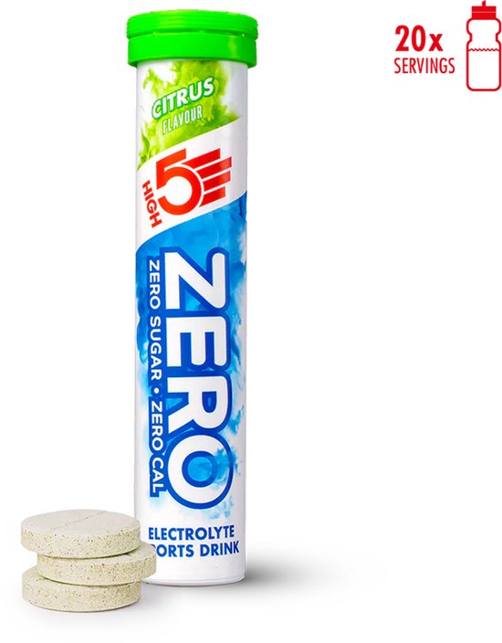 HIGH5 - ZERO Elektrolyten - Suikervrije Elektrolyten Bruistabletten - Caloriearm & Verfrissend - Citrus Smaak - 1x20 Stuks - Voor Sport & Hydratatie van High5