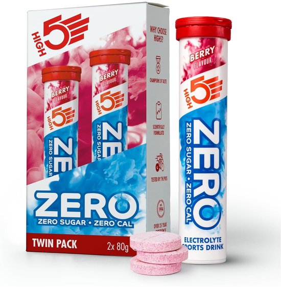 HIGH5 - ZERO Elektrolyten - Suikervrije Hydratatie Bruistabletten - Bessen Smaak - 2x20 Stuks - Met Elektrolyten voor Sport & Dagelijkse Hydratatie van High5
