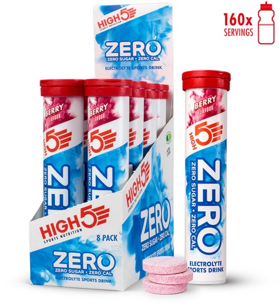 HIGH5 - ZERO Elektrolyten - Suikervrije Hydratatie Bruistabletten - Bessen Smaak - Displaydoos 8x20 Stuks - Met Elektrolyten voor Sport & Herstel van High5