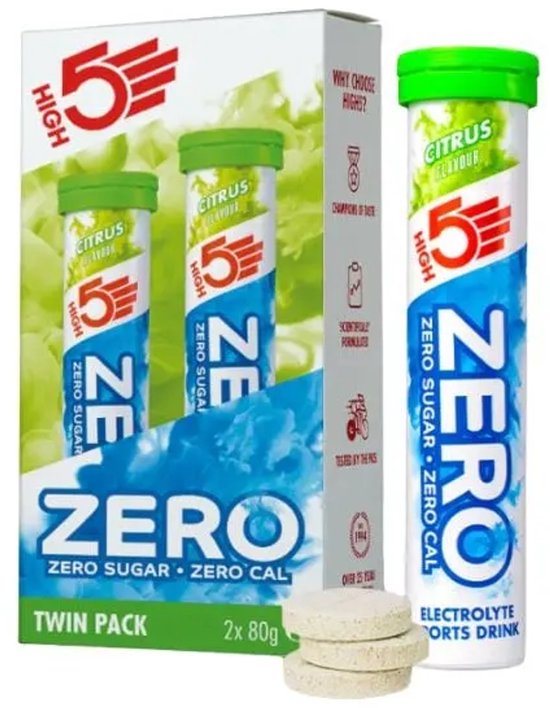 HIGH5 - ZERO Elektrolyten - Suikervrije Hydratatie Bruistabletten - Citrus Smaak - 2x20 Stuks - Met Elektrolyten voor Sport & Dagelijkse Hydratatie