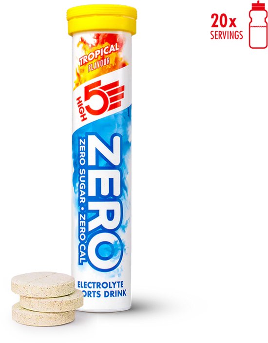 HIGH5 - ZERO Elektrolyten - Suikervrije Hydratatie Bruistabletten - Met Kalium, Calcium & Magnesium - Tropische Smaak - 1x20 Stuks - Ideaal voor Sport & Herstel van High5