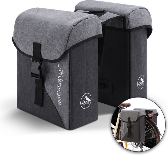 Hikemeister ® Amsterdam - Fietstas Dubbel - Waterafstotend Materiaal - 31L - Grijs – 300D Polyester - Fietstassen elektrische fietsen van Hikemeister