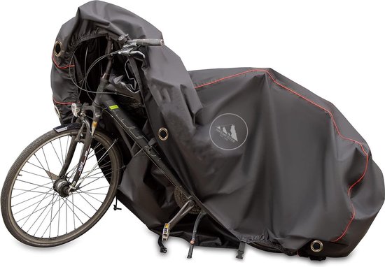 Hikemeister ® Fietsbeschermhoes - fietshoes voor 1 fiets waterdicht met 6 Anti-Diefstal Ringen - TwinnyLoad fietshoes - Zwart 300D van Hikemeister