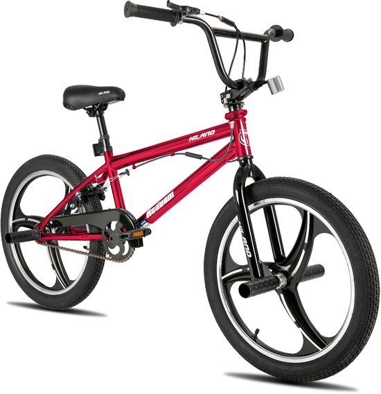 Hiland 20 Inch Freestyle BMX Fiets - 3 Spaken (Mag Wheels) - 360 Graden Rotor - Inclusief 4 Pegs - Jongens & Meisjes (meer dan 7) jaar) van Hiland