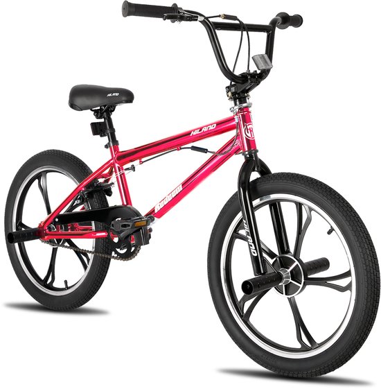 Hiland 20 Inch Freestyle BMX Fiets - 5 Spaken (Mag Wheels) - 360 Graden Rotor - Inclusief 4 Pegs - Jongens & Meisjes (meer dan 7) - Geschikt voor buitenactiviteiten in de lente