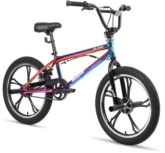 Hiland 20 Inch Freestyle BMX Fiets - 5 Spaken (Mag Wheels) - 360 Graden Rotor - Inclusief 4 Pegs - Jongens & Meisjes (meer dan 7) van Hiland