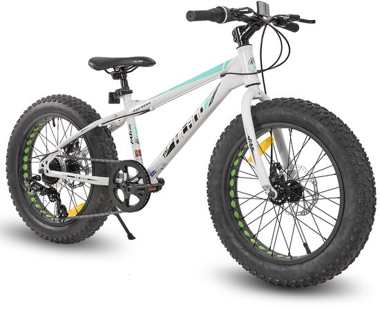 Hiland 20 Inch Kids Fatbike Mountainbike - Voor Jongens & Meisjes - Shimano 7 Versnellingen - Dubbele Schijfremmen - Vanaf 5 Jaar van Hiland
