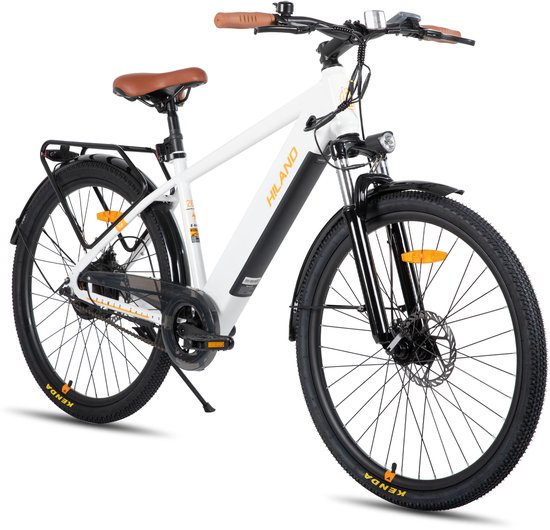 Hiland 26 Inch Elektrische Mountainbike (E-MTB) - 250W Motor - 36V 7.8Ah Batterij - All-Terrain - Voorvork Vering - Wit van Hiland