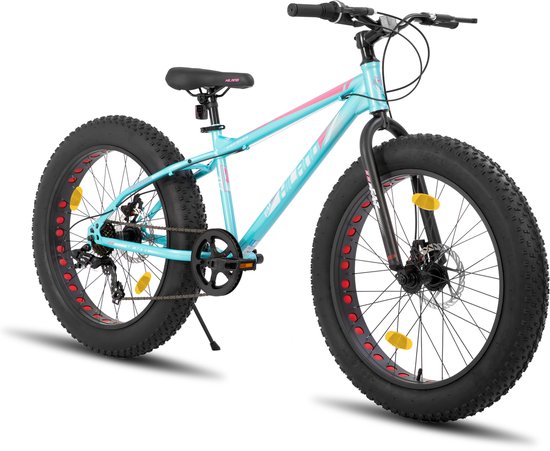 Hiland 26 Inch Kids Fatbike Mountainbike - Voor Jongens & Meisjes - Shimano 7 Versnellingen - Dubbele Schijfremmen - Vanaf 5 Jaar - Geschikt voor buitenactiviteiten in de lente