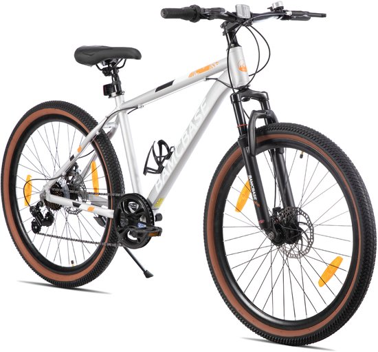 Hiland Bloomer 26 Inch Mountainbike - 7 Versnellingen Hardtail MTB met Mechanische Schijfremmen - Aluminium Frame - Unisex Volwassen - Grijs