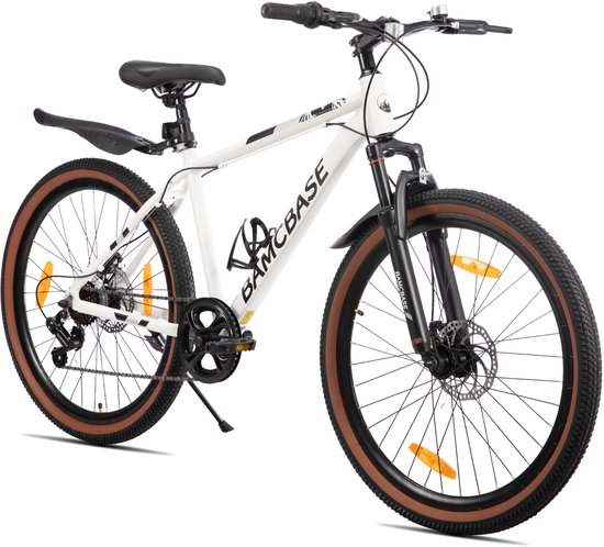 Hiland Bloomer 26 Inch Mountainbike - 7 Versnellingen Hardtail MTB met Mechanische Schijfremmen - Aluminium Frame - Unisex Volwassen - Wit