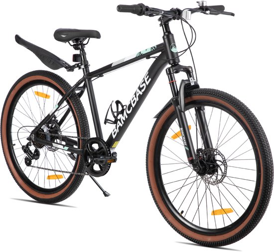Hiland Bloomer 26 Inch Mountainbike - 7 Versnellingen Hardtail MTB met Mechanische Schijfremmen - Aluminium Frame - Unisex Volwassen - Zwart van Hiland