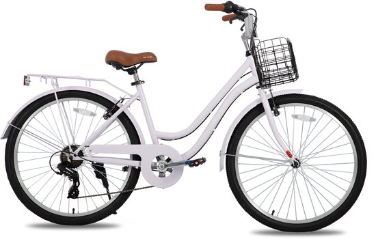 Hiland Breeze Dames Commuter Stadsfiets - 26" - 7 Versnellingen - Handrem - Mand - Standaard - Paars van Merkloos