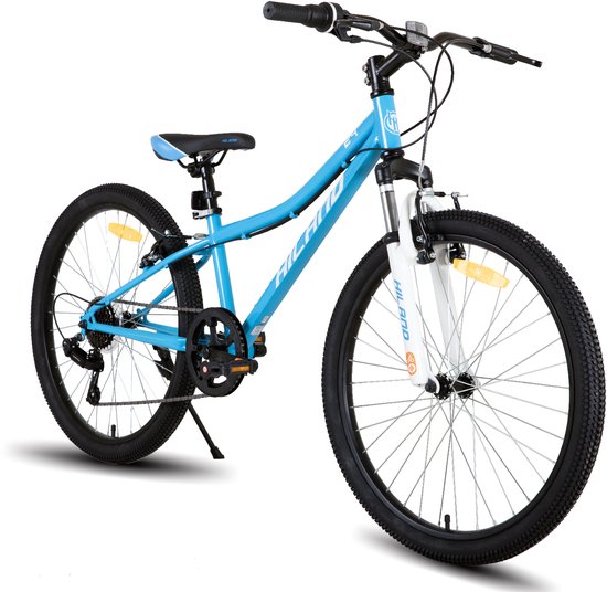 Hiland Climber 2.0 Tiener Forensen Stadsfiets - 24 inch - 7 versnellingen ​​- V-Brake - Blauw van Hiland