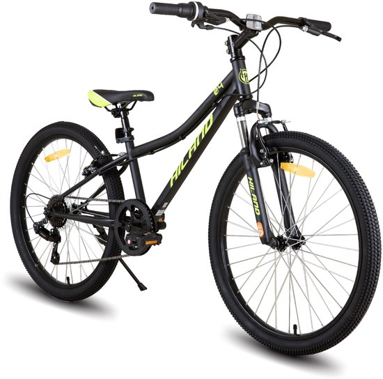 Hiland Climber 2.0 Tiener Forensen Stadsfiets - 24 inch - 7 versnellingen ​​- V-Brake - Zwart van Hiland