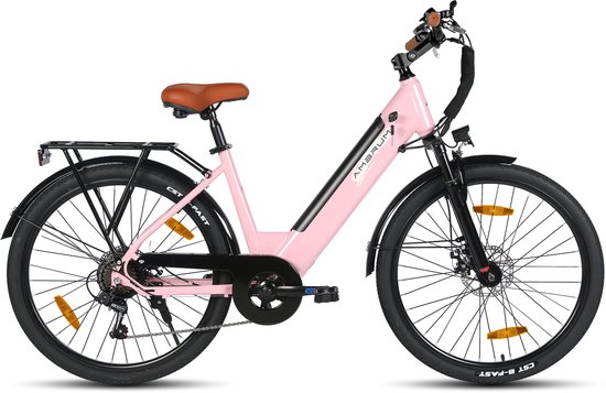 HILAND Elektrische Stadsfiets - 26 inch - E-bike - 250W Motor - 36V 7.8Ah Accu - 11 Versnellingen - Schijfremmen - Uniseks van Hiland