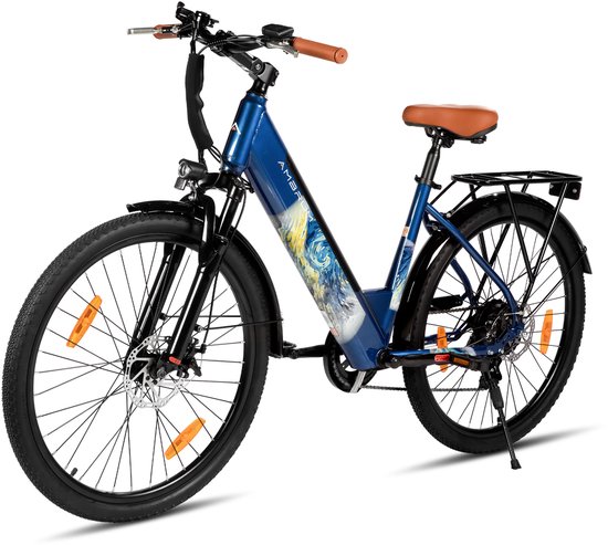 HILAND Elektrische Stadsfiets - 26 inch - E-bike - 250W Motor - 36V 7.8Ah Accu - 8 Versnellingen - Schijfremmen - Uniseks van Hiland