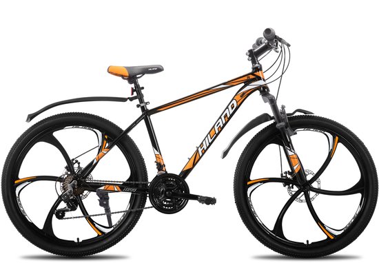HILAND Mountainbike 26 inch - MTB met 3/6-Spaaks Stervelgen - 18 Versnellingen - Lichtgewicht Aluminium Frame - Dubbele Schijfremmen - Unisex van Hiland