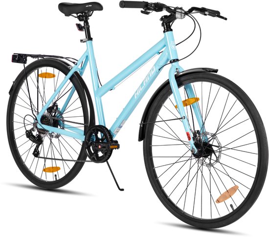 HILAND VELO Dames Racefiets - 700C - 7 Versnellingen - Lichtgewicht Aluminium Frame - Mechanische Schijfremmen - Stadsfiets / Commuter Bike van Hiland