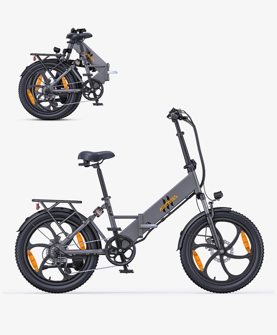 Hillmiles Mile 2 Elektrische fiets - Actieradius 60km - Verwijderbare batterij 36V13Ah - Motor 250W - Shimano 7 versnellingen - 20 Inch opvouwbare City Commuter E-Bike - Grijs van Hillmiles