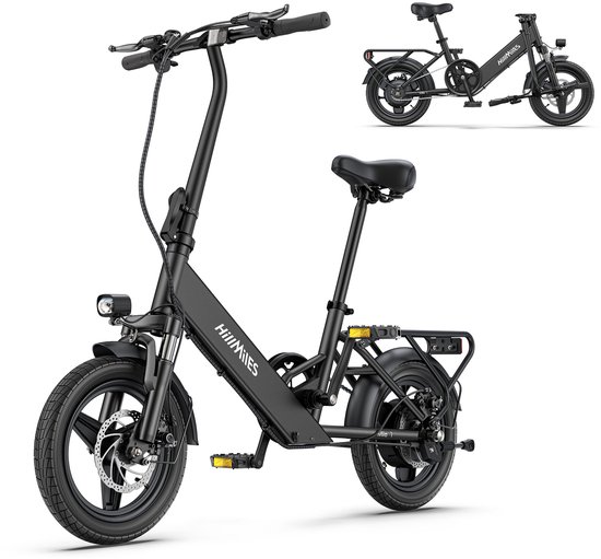 HillMiles Mile1 Elektrische Fiets - Motor 250W - Actieradius 60km - 14 Inch -25km/ - 36V/10.4Ah -vouwbaar E-bike -stads E-bikes & E-Nederland - Zwart van Hillmiles