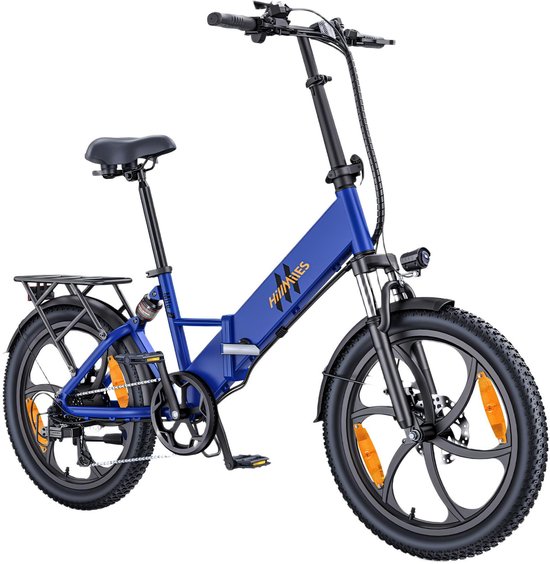 Hillmiles Mile2 Elektrische Fiets - 20*3.0" Banden - 250W Motor 250W - 36V13Ah Batterij - Shimano 7 versnellingen -55-60km Bereik - Blauw van Merkloos
