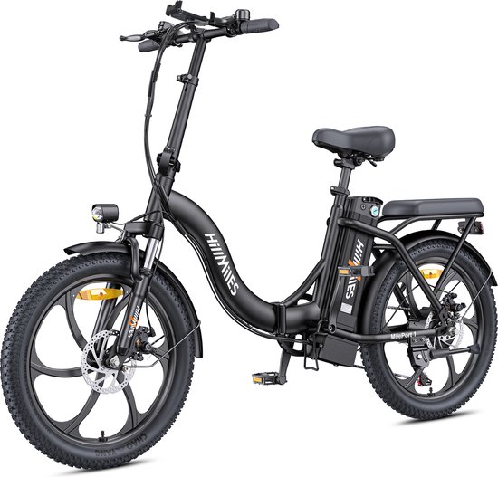 Hillmiles MilePort 1 Elektrische fiets - Actieradius 80km - Verwijderbare batterij 36V13Ah - Motor 250W - Shimano 7 versnellingen - 20 Inch opvouwbare City Commuter E-Bike - Zwart