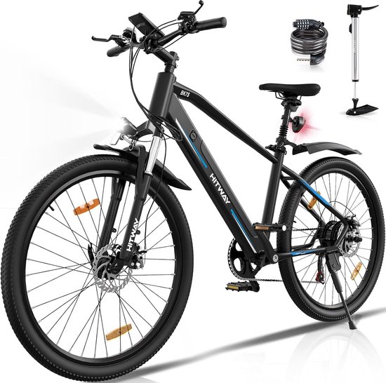 Hitway BK7S elektrische fiets ebike - 26 inch - 7 versnellingen - IP54 waterdicht van Merkloos