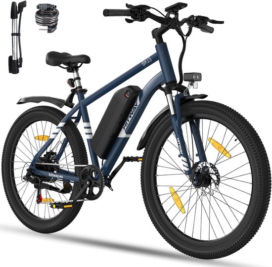 Hitway Elektrische Fiets BK15 | E-bike met Afneembare Accu | 26 Inch | 250W Motor | 12Ah | Blauw van Hitway