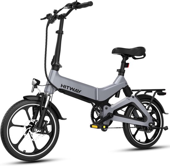Hitway Elektrische Fiets BK2 - Trendy 16 Inch City Commuter EBike met Afneembare 36V 7.8Ah Lithium Batterij - Opvouwbaar Mountain E-Bike met 250W Motor - IP54 Waterdicht van Hitway