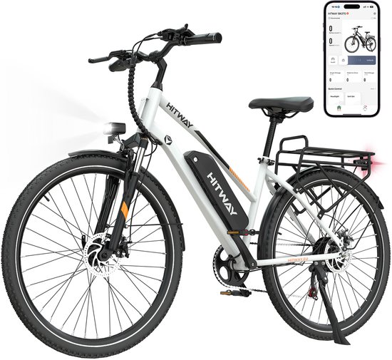 Hitway Elektrische Fiets BK27S - 28 Inch City Commuter EBike met Afneembare 36V 13Ah Lithium Batterij - Damesfiets - E-Bike met 250W Motor - 7 Versnellingen - APP Bediening