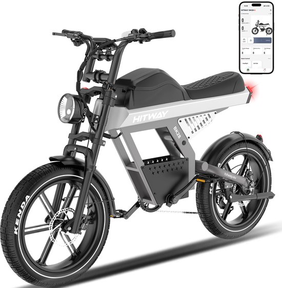 Hitway Elektrische Fiets BK28 - 20*4.5 Inch Fat Tire City Commuter EBike met Afneembare 48V 25 Ah Lithium Batterij - Mountain E-Bike met 250W Motor - 7 Versnellingen - APP Bediening