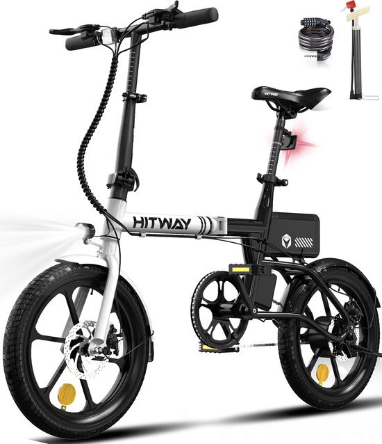 Hitway Elektrische Fiets BK35 - 16 Inch City Commuter EBike met Afneembare 36V 6Ah Lithium Batterij - Opvouwbaar E-Bike met 250W Motor van Hitway