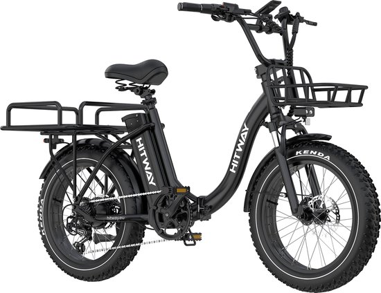 Hitway Elektrische Fiets BK6S Plus - 20*4.0 Inch Fat Tire City Commuter EBike met Afneembare 48V 25 Ah Lithium Batterij - Opvouwbaar Mountain E-Bike met 250W Motor - 7 Versnellingen - IP54 Waterdicht van Hitway