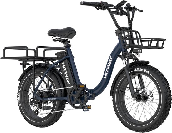Hitway Elektrische Fiets BK6S Plus - 20*4.0 Inch Fat Tire City Commuter EBike met Afneembare 48V 27 Ah Lithium Batterij - Opvouwbaar Mountain E-Bike met 250W Motor - 7 Versnellingen - IP54 Waterdicht