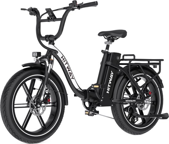 Hitway Elektrische Fiets BK6S Pro - 20*4.0 Inch Fat Tire City Commuter EBike met Afneembare 48V 18Ah Lithium Batterij - Opvouwbaar Mountain E-Bike met 250W Motor - APP Bediening - 7 Versnellingen - IP54 Waterdicht van Merkloos