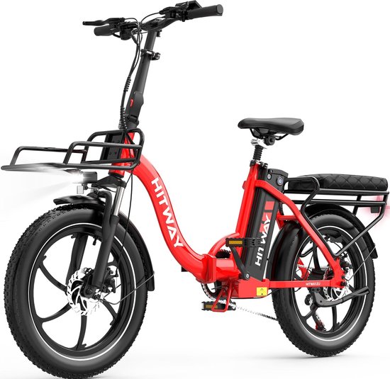 Hitway Elektrische Fiets BK6SL1 - 20*3.0 Inch Fat Tire City Commuter EBike met Afneembare 36V 15.6 Ah Lithium Batterij - Opvouwbaar Mountain E-Bike met 250W Motor - APP Bediening - 7 Versnellingen - IP54 Waterdicht van Hitway