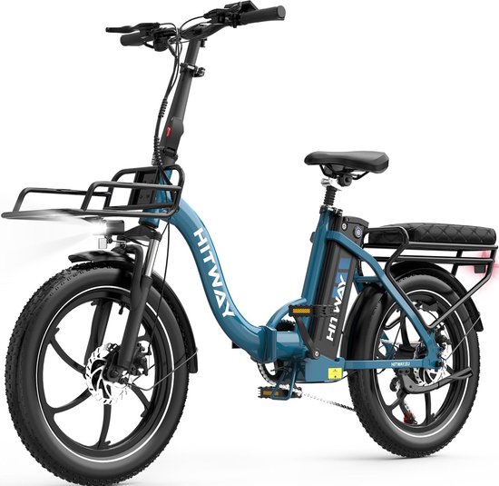 Hitway Elektrische Fiets BK6SL1 - Trendy 20*3.0 Inch Fat Tire City Commuter EBike met Afneembare 36V 15.6 Ah Lithium Batterij - Opvouwbaar Mountain E-Bike met 250W Motor - 7 Versnellingen - IP54 Waterdicht van Hitway