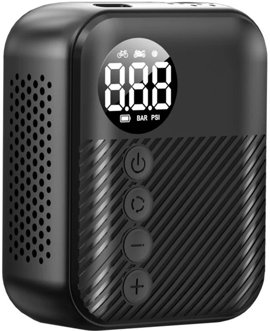 HOB Mini Elektrische Fietspomp - Mini Compressor - Luchtpomp - Draagbaar - Fiets Pomp Oplaadbaar - Fietspomp Elektrisch - Fietspomp met Drukmeter