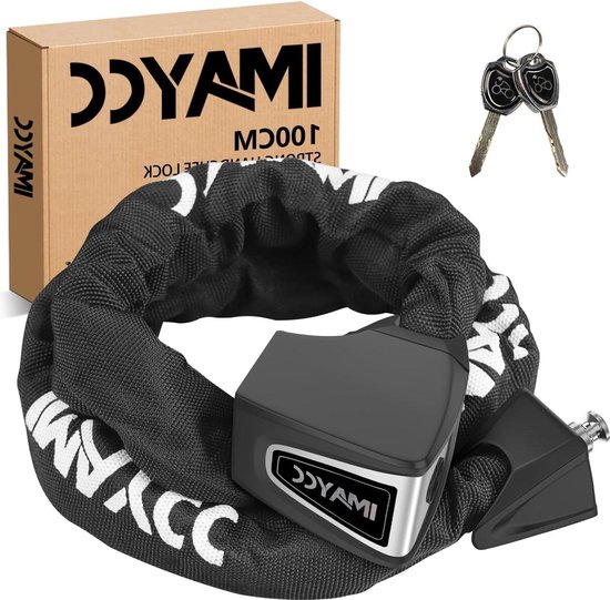 Hoge veiligheid 8 mm anti-diefstal fietskettingslot met sleutel - legering lock lichaam - stofdichte hoes - e-scooter e-bike - cityscooter - motorfiets van Hoge