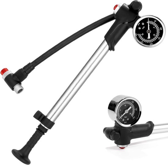 Hogedruk Schokpomp 300 PSI - 2-in-1 Vork- en Fietsbandpomp met Manometer