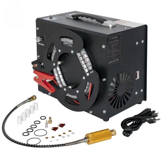Hogedrukcompressor 300Bar 4500PSI - Draagbare Luchtcompressor met Auto Stop - 12V & 220V - Compacte Compressor met Auto Stop