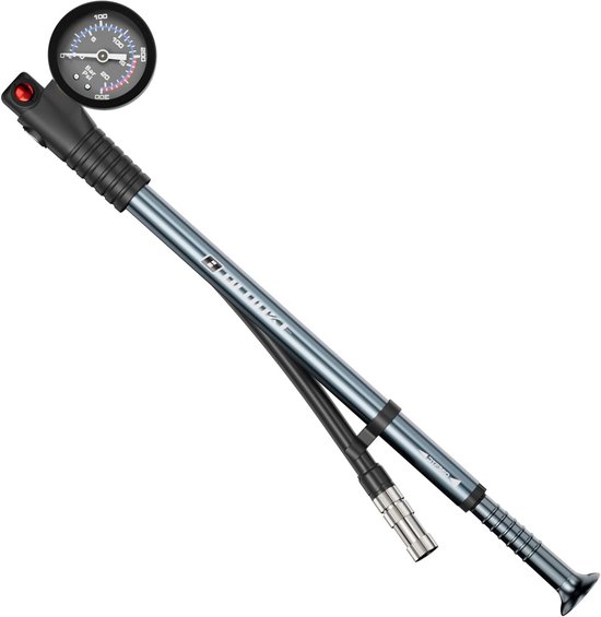 Hogedrukpomp Veerpot 300 psi, Aluminium, 360° Slang, Voor Presta en Schraedervegels, Lichtgewicht 147 g, Fietspomp voor MTB en Schokbreker