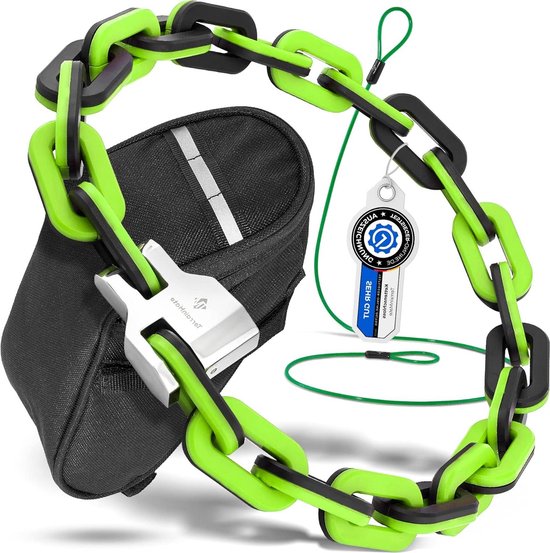 Hohe Sicherheit Fahrrad Scooter & Co - Fahrradschloss EBike hohe Sicherheit - Bike Lock - Fahrrad Schloss - 95cm Kette - Fahrradschloss mit Schlüssel Grün van Negojk