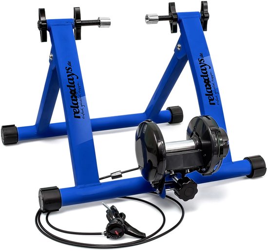hometrainer fiets - 6 versnellingen - voor 26-28 inch - max. 120 kg - blauw