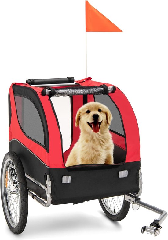 Hondenaanhanger voor fiets, tot 40 kg belastbaar, fietsaanhanger voor kleine en middelgrote honden, inklapbare hondenbuggy, hondenfietskar van $