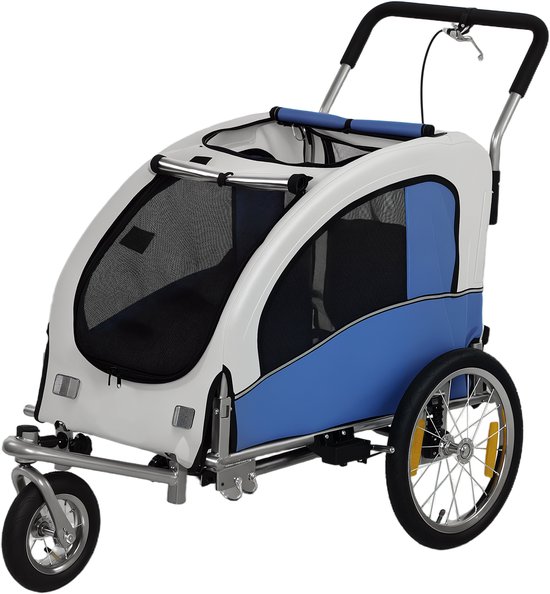 Hondenfietskar 160 x 71 x 101 cm, Lichtgrijs, Staal en Oxford-stof, 2-in-1 Fietskar en Hondenbuggy, Opvouwbare Hondenaanhanger voor Kleine en Middelgrote Honden tot 20 kg, Hondenwagen en Huisdierkar voor Fietsritten en Wandelingen