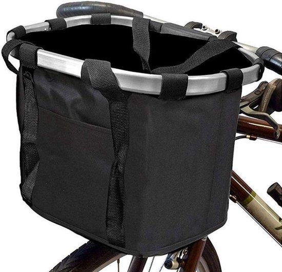 Hondenfietsmand Voorop - 2-in-1 Fietsmand Hond en Draagta - Hondenmand fiets voorop - Fietstas hond - Fietsmand Hond Voorop - Huisdiermand - Geschikt voor Alle Fietsen - Opvouwbaar - Afneembare fietstas - Voor Honden tot 10kg - 33x27x26cm - Zwart van Merkloos