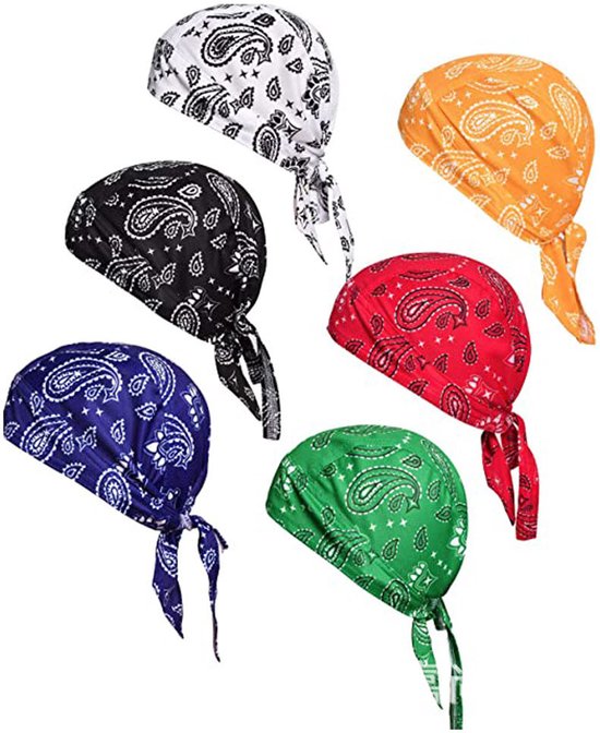 Hoofdband - Koelbandana - Fietsbandana - 6 stuks - Bandana - Zweetafvoerende bandana - Grote maat - Motorbandana - Ademende bandana - Unisex - Multicolor van Merkloos